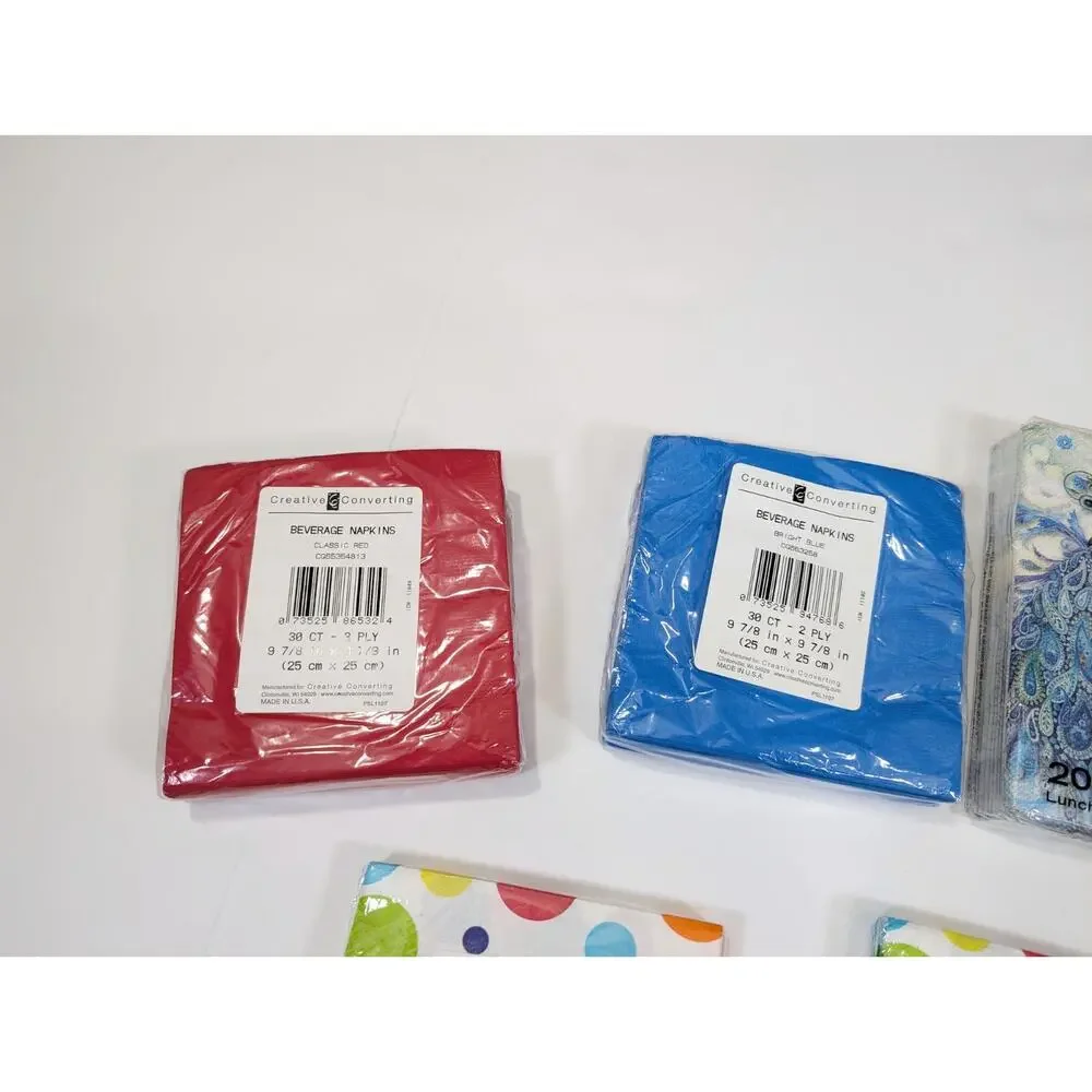 Mixed Lot Paper Napkins 9 Packages Christmas Party Beverage Lunch 196 Pieces